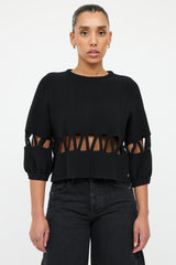 Chanel 2017 Black Wool Knit Cut Out Sweater