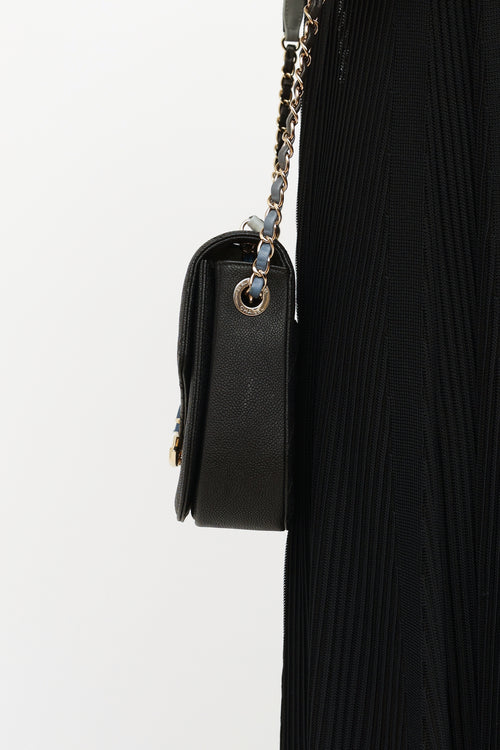 Black & Blue Caviar Leather Coco Cuba Flap Bag