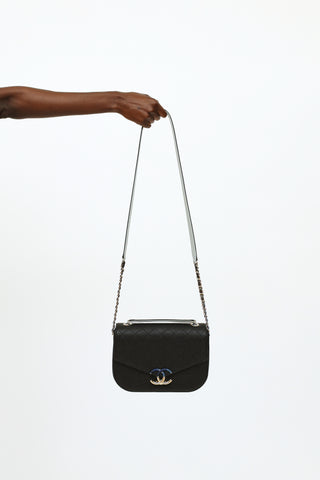 Black & Blue Caviar Leather Coco Cuba Flap Bag