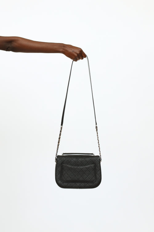 Black & Blue Caviar Leather Coco Cuba Flap Bag