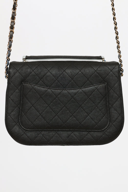 Black & Blue Caviar Leather Coco Cuba Flap Bag