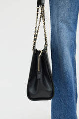 Chanel Black Chevron Mademoiselle Shopping Tote