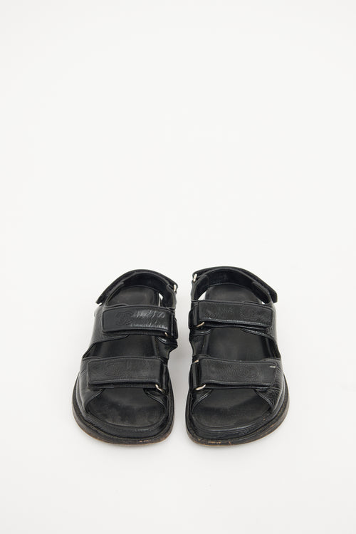 Chanel Black Logo Dad Sandal