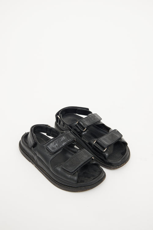 Chanel Black Logo Dad Sandal