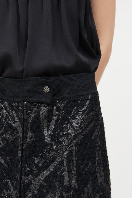 Chanel Black Marbled Knit Mini Skirt