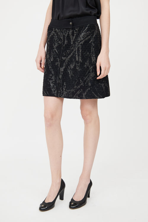 Chanel Black Marbled Knit Mini Skirt