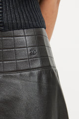 Chanel Black Flared Leather Skirt