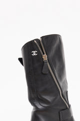 Chanel Leather CC Biker Boot