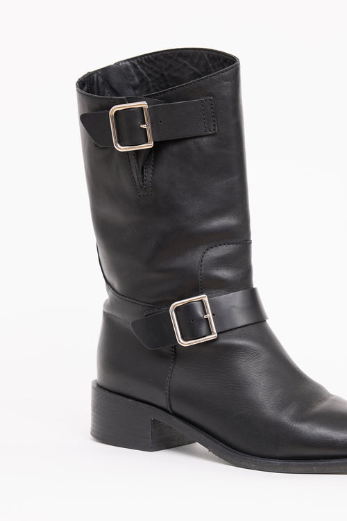 Chanel Leather CC Biker Boot