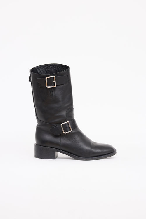 Chanel Leather CC Biker Boot