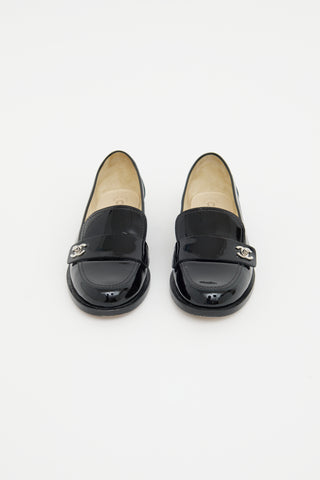 Chanel Black Patent CC Loafer
