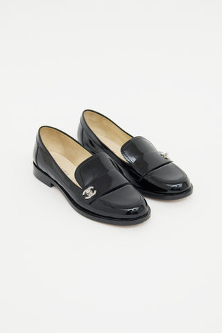 Chanel Black Patent CC Loafer