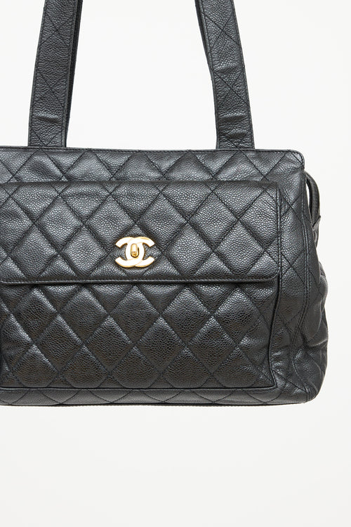 Chanel Pebbled Leather Tote Bag