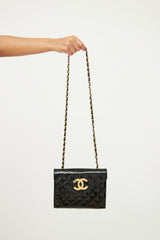 Chanel Black Patent Envelope CC Flap Bag