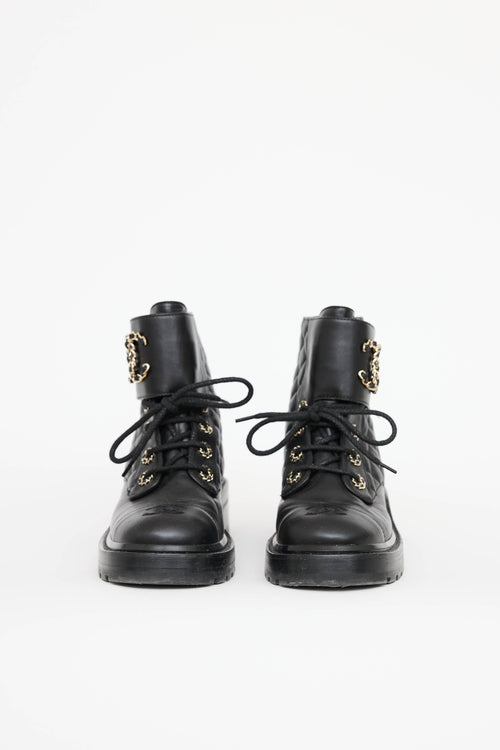 Chanel 2021 Quilted CC Combat Boot