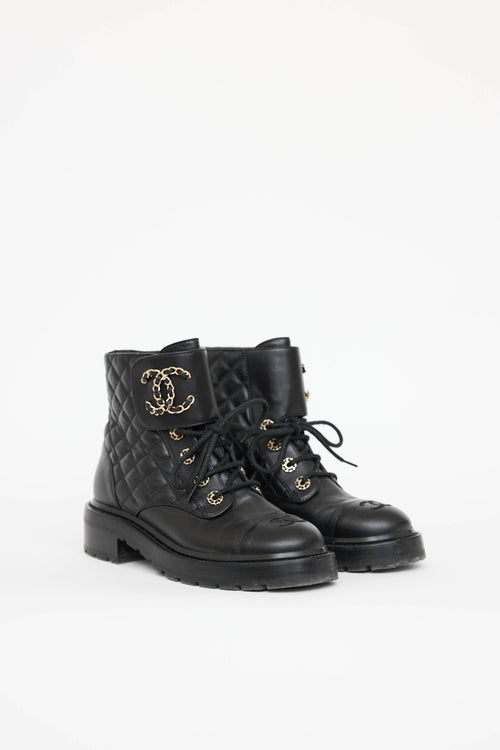 Chanel 2021 Quilted CC Combat Boot