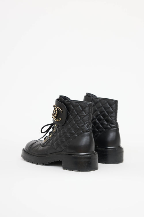 Chanel 2021 Quilted CC Combat Boot