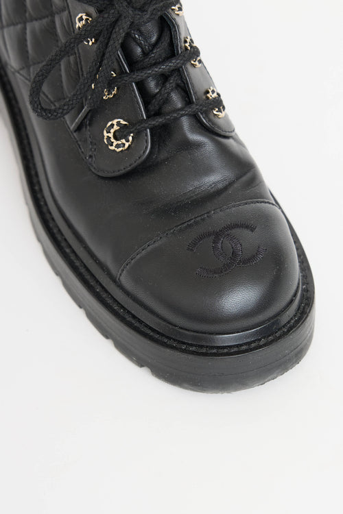 Chanel 2021 Quilted CC Combat Boot