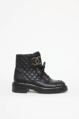 Chanel 2021 Quilted CC Combat Boot