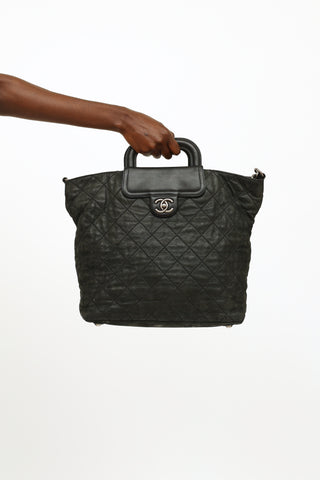 Black Iridescent In The Mix Leather Tote Bag