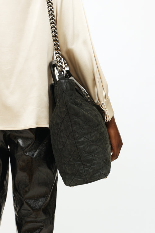 Black Iridescent In The Mix Leather Tote Bag