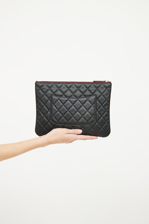 Chanel 2022 Black Quilted Caviar Medium O Case Pouch