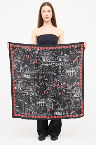 Chanel City Print Silk Scarf