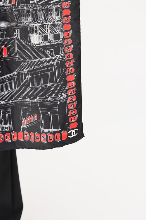 Chanel City Print Silk Scarf