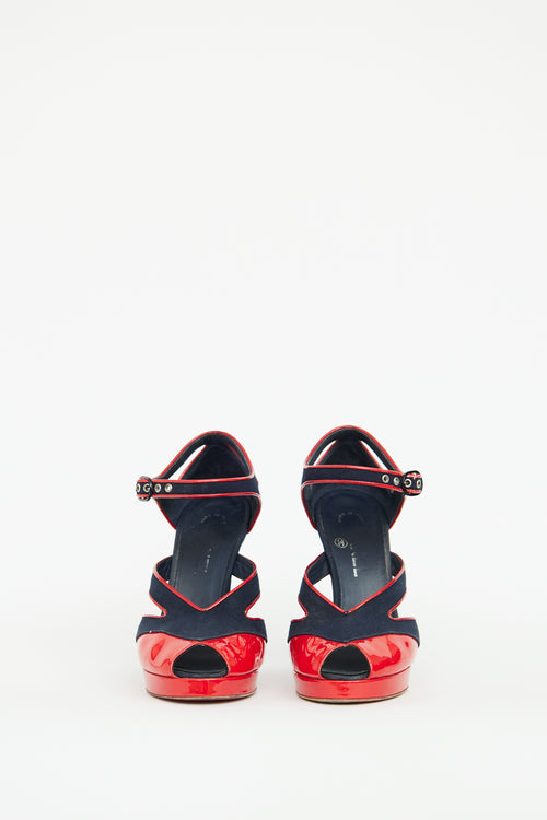 Chanel Navy & Red Peep Toe Pump