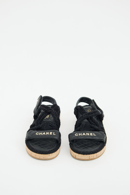 Chanel Black Logo Espadrille Sandal