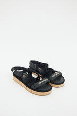 Chanel Black Leather & Rope Logo Sandal