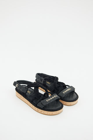 Chanel Black Logo Espadrille Sandal