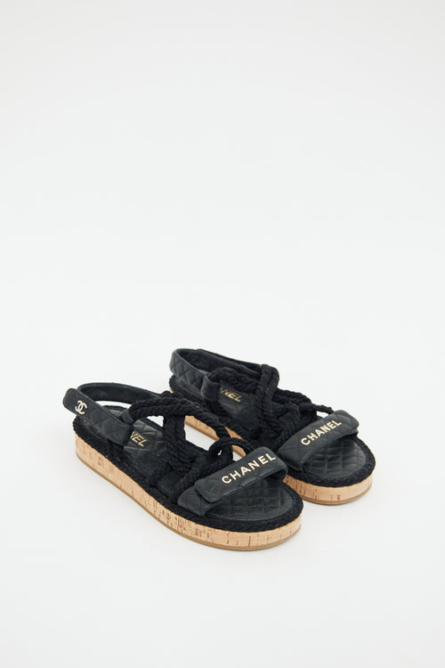 Chanel Black Logo Espadrille Sandal