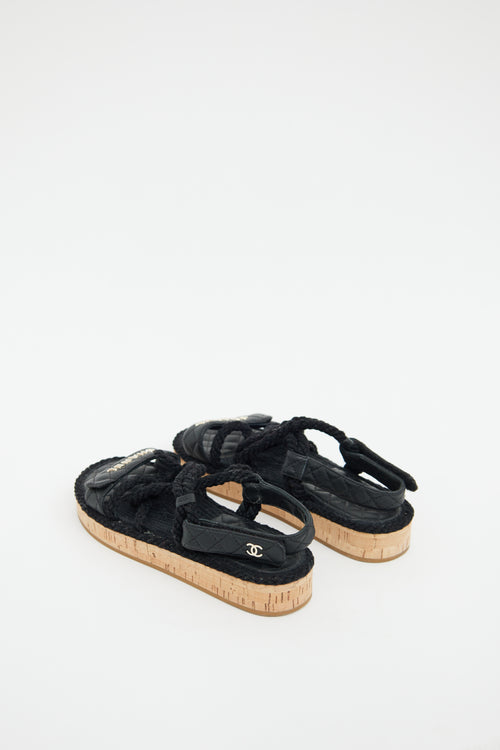 Chanel Black Logo Espadrille Sandal