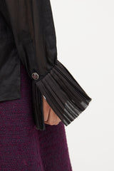 Chanel 2005 Winter Black Pleated Detail Blouse