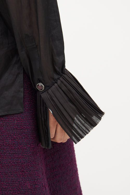 Chanel 2005 Winter Black Pleated Detail Blouse