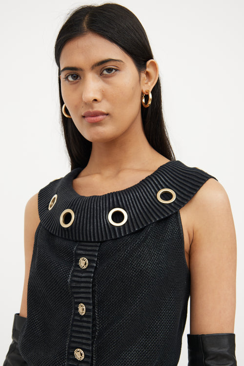 Chanel 2008 Spring Navy Grommet Knit Top