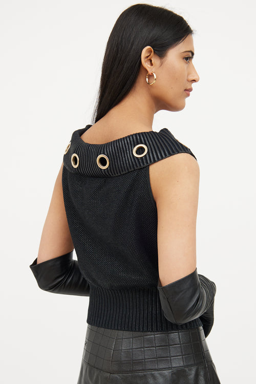 Chanel 2008 Spring Navy Grommet Knit Top