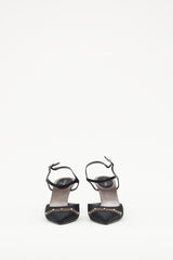 Chanel Black Satin CC Pearl Slingback Pump