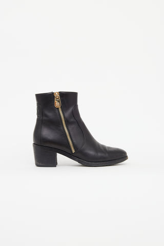 Chanel Black Leather Ankle Boot