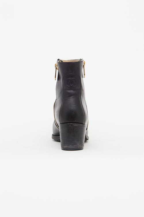 Chanel Black Leather Ankle Boot