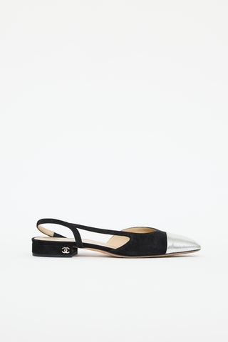 Chanel Suede & Leather Slingback Flat