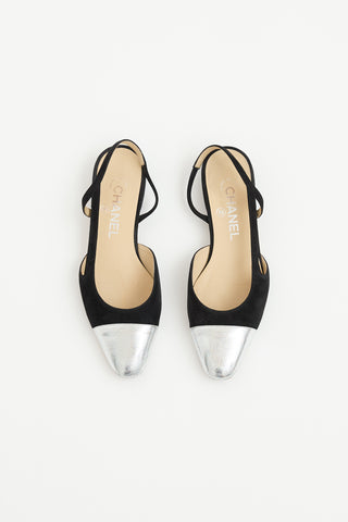 Chanel Suede & Leather Slingback Flat