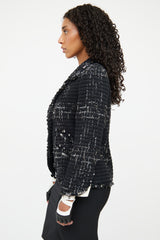 Chanel Black & Silver Tweed Jacket Blazer
