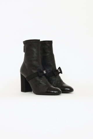 Chanel Black Spring 2023 Lambskin Stretch Booties