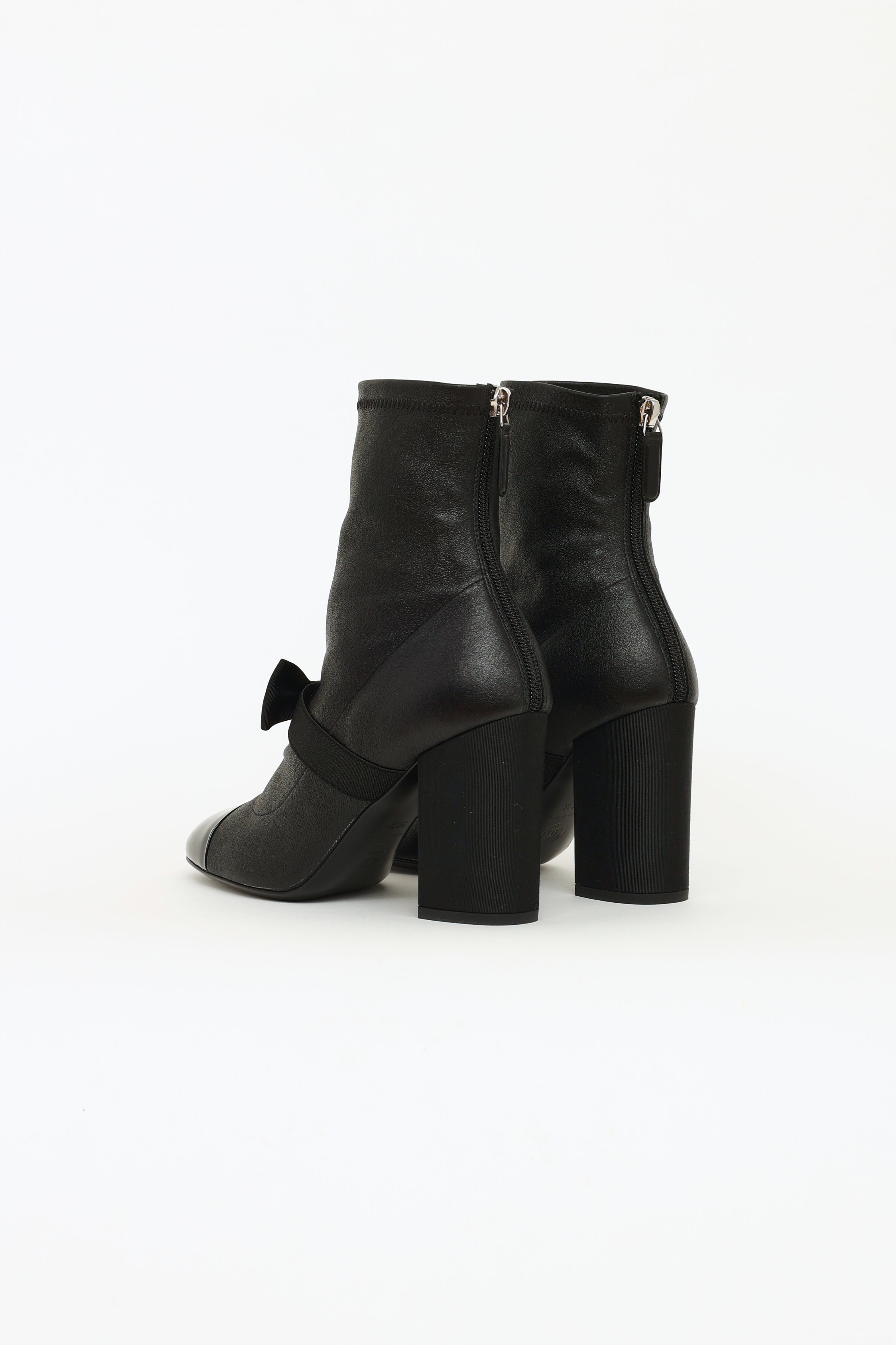 Chanel // Black Spring 2023 Lambskin Stretch Booties – VSP Consignment