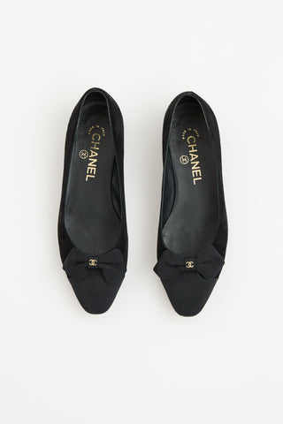Chanel Suede & Grosgrain Bow Ballet Flat