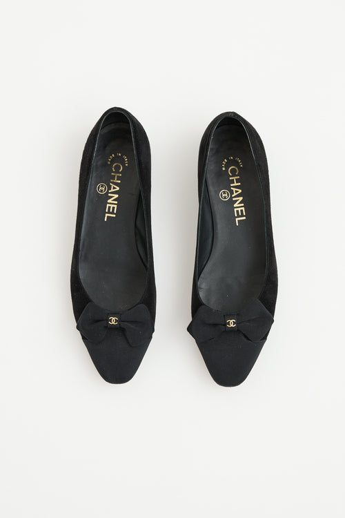 Chanel Suede & Grosgrain Bow Ballet Flat