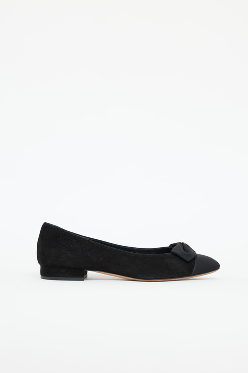 Chanel Suede & Grosgrain Bow Ballet Flat