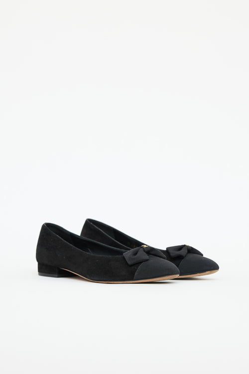 Chanel Suede & Grosgrain Bow Ballet Flat